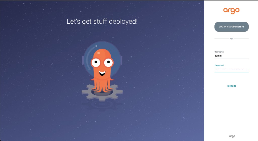 ArgoCD login page